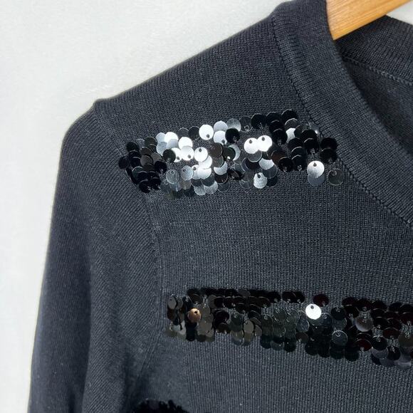 Charter Club Black Sequin Stripe Cardigan Small - Picture 3 of 6